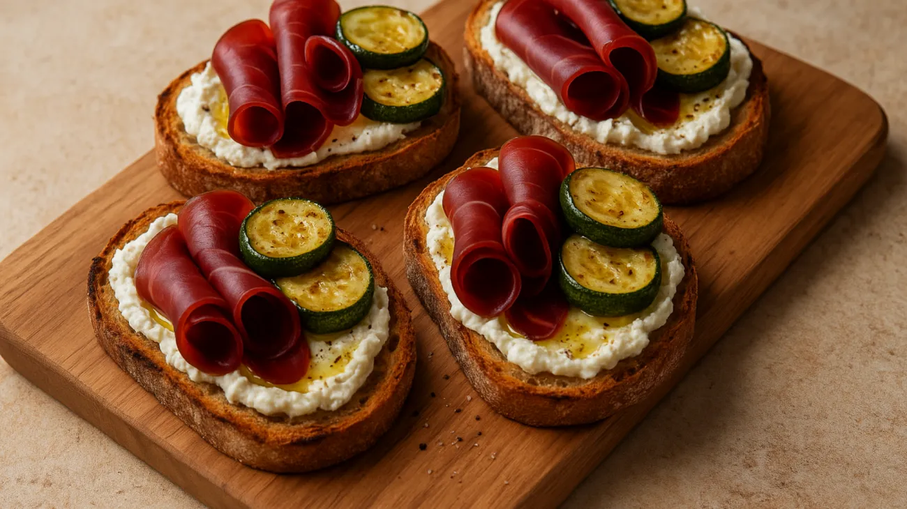 Crostoni bresaola zucchine ricotta lombarda"