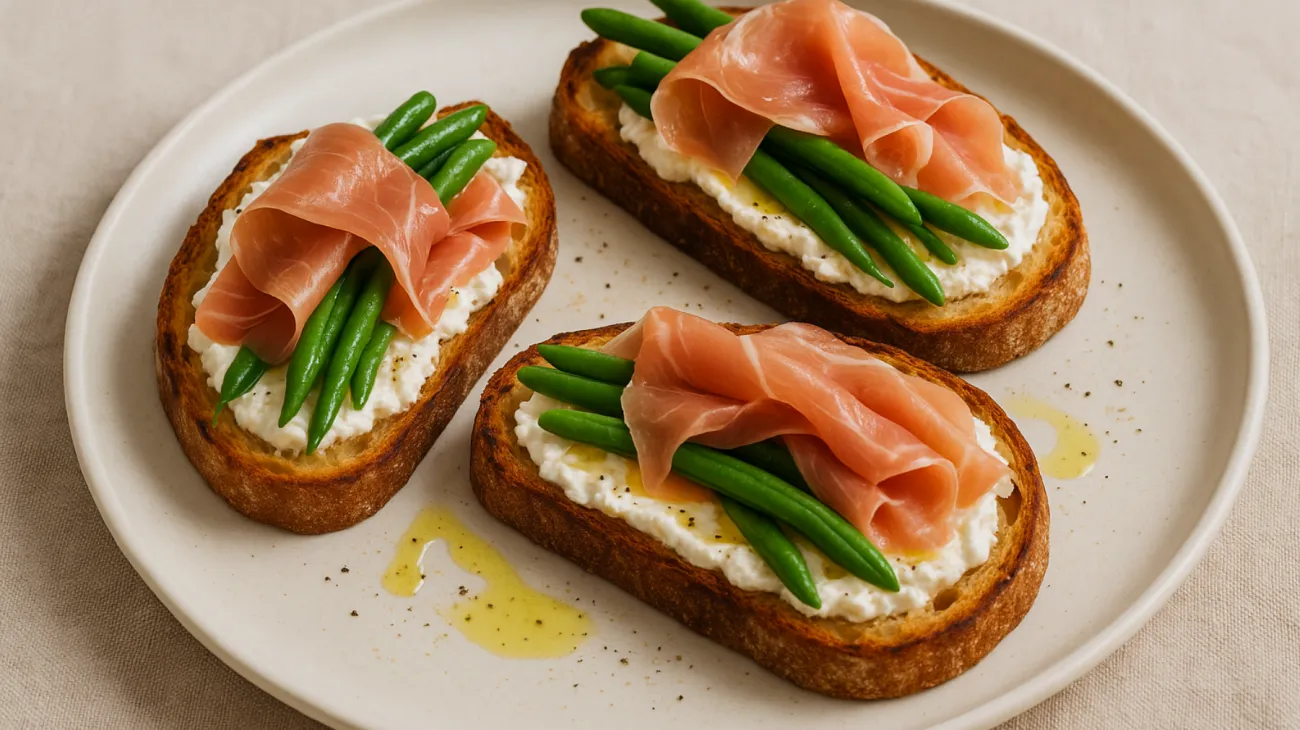 Pane toscano prosciutto crudo fagiolini freschi"