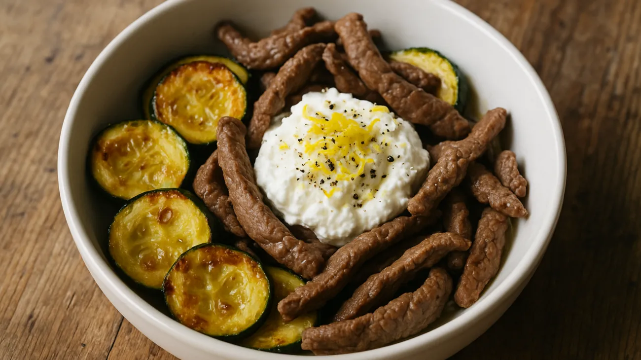 Straccetti di manzo ricotta fresca zucchine croccanti"