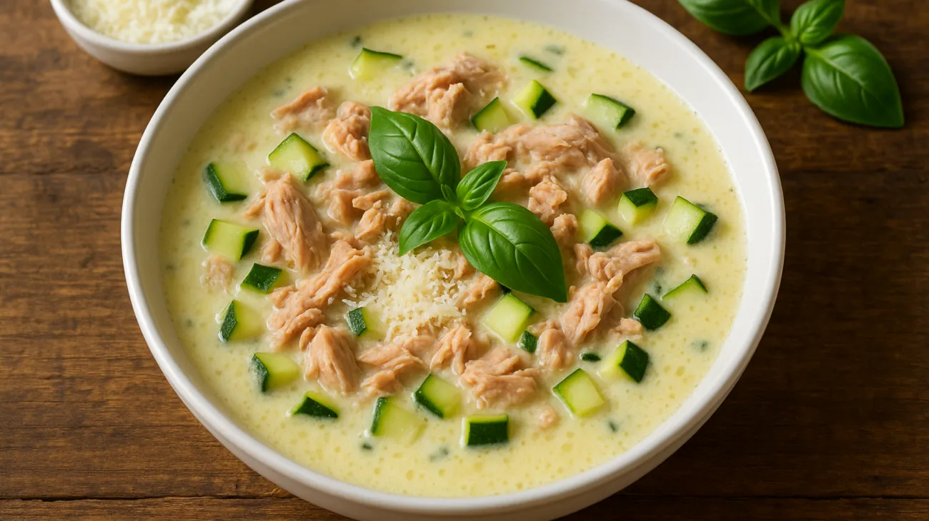 Stracciatella moderna tonno zucchine croccanti"