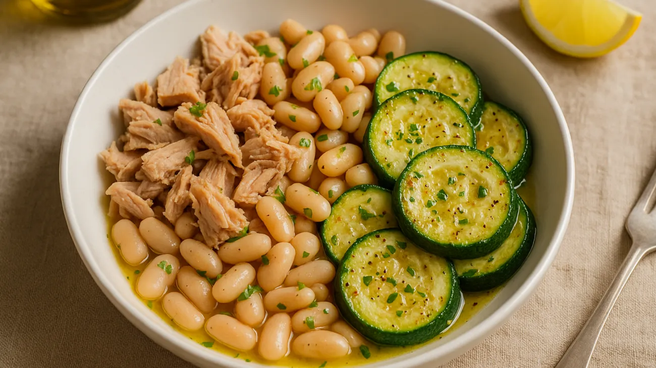 Zucchine trifolate tonno sott'olio contrasto termico"