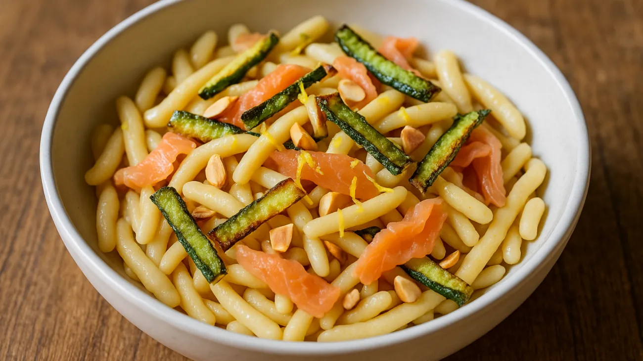 strozzapreti salmone affumicato mandorle"